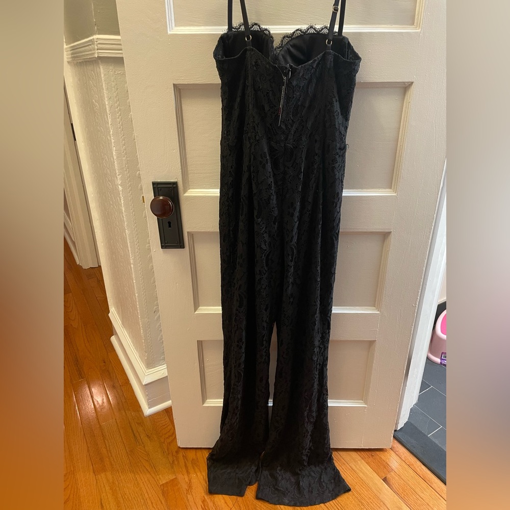 Black Lace Strapless Corset Jumpsuit - Picture 3 of 7